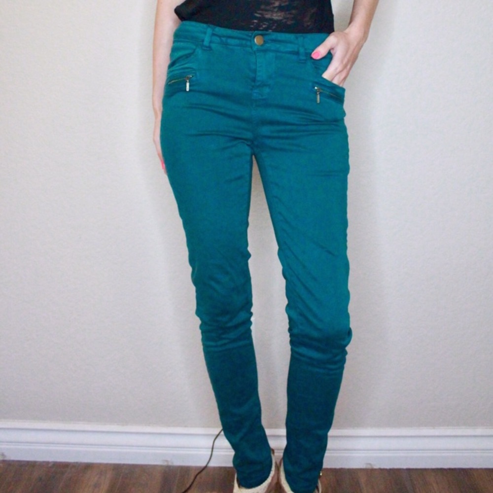 Promod Faded Style Teal Skinny Jeans